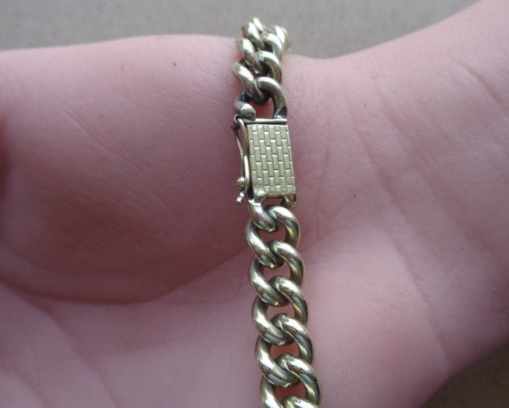 zilveren goud vergulde gourmet schakel armband [1031], Verzenden, Zo goed als nieuw, Goud, Zilver
