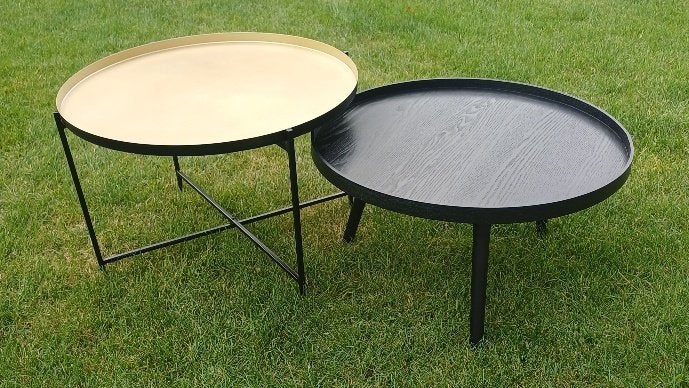 salontafelset(Woood&Boozo) zwart/goud, Ophalen, 50 tot 100 cm, Rond, 50 tot 100 cm