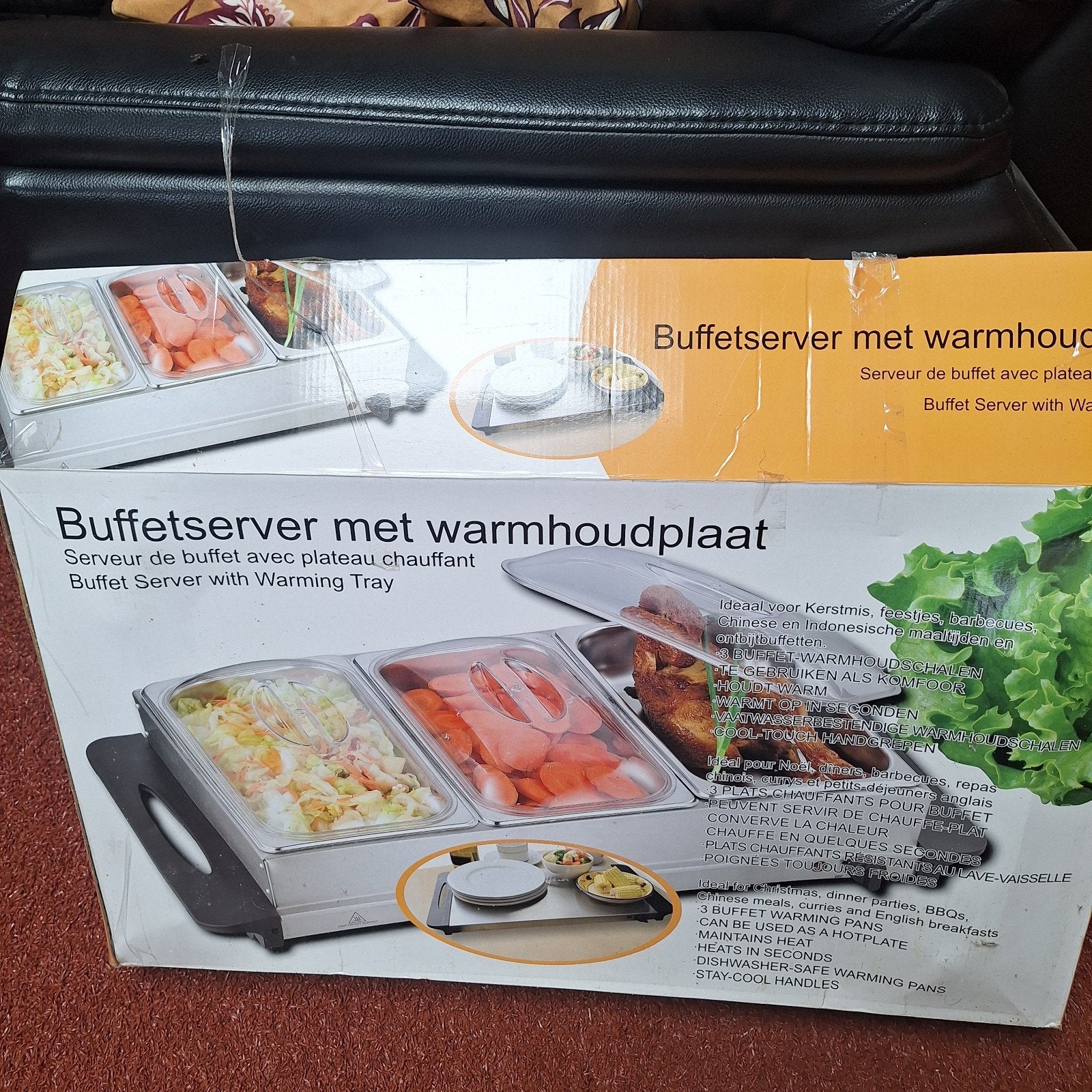 Buffetserver/warmhoudplaat 3 schalen, Ophalen, Gebruikt
