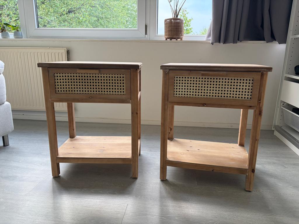 Webbing nachtkastjes set van Xenos, Huis en Inrichting, Slaapkamer | Nachtkastjes, Ophalen, Gebruikt, Minder dan 45 cm, Minder dan 55 cm