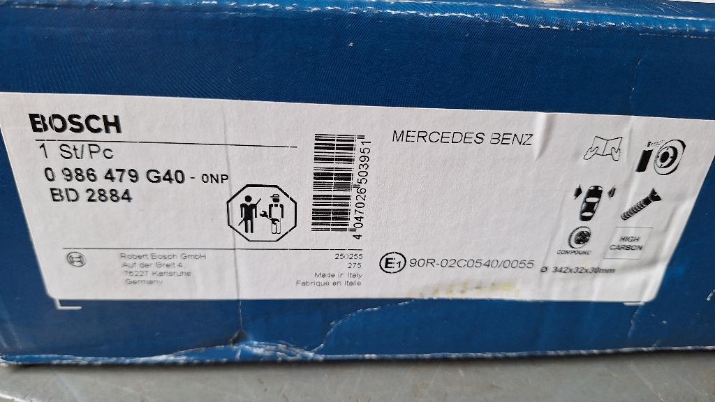Bosch 0986479G40 remschijf Mercedes E klasse, C klasse, CLS, Auto-onderdelen, Remmen en Aandrijving, ., Mercedes-Benz, Nieuw, Ophalen of Verzenden