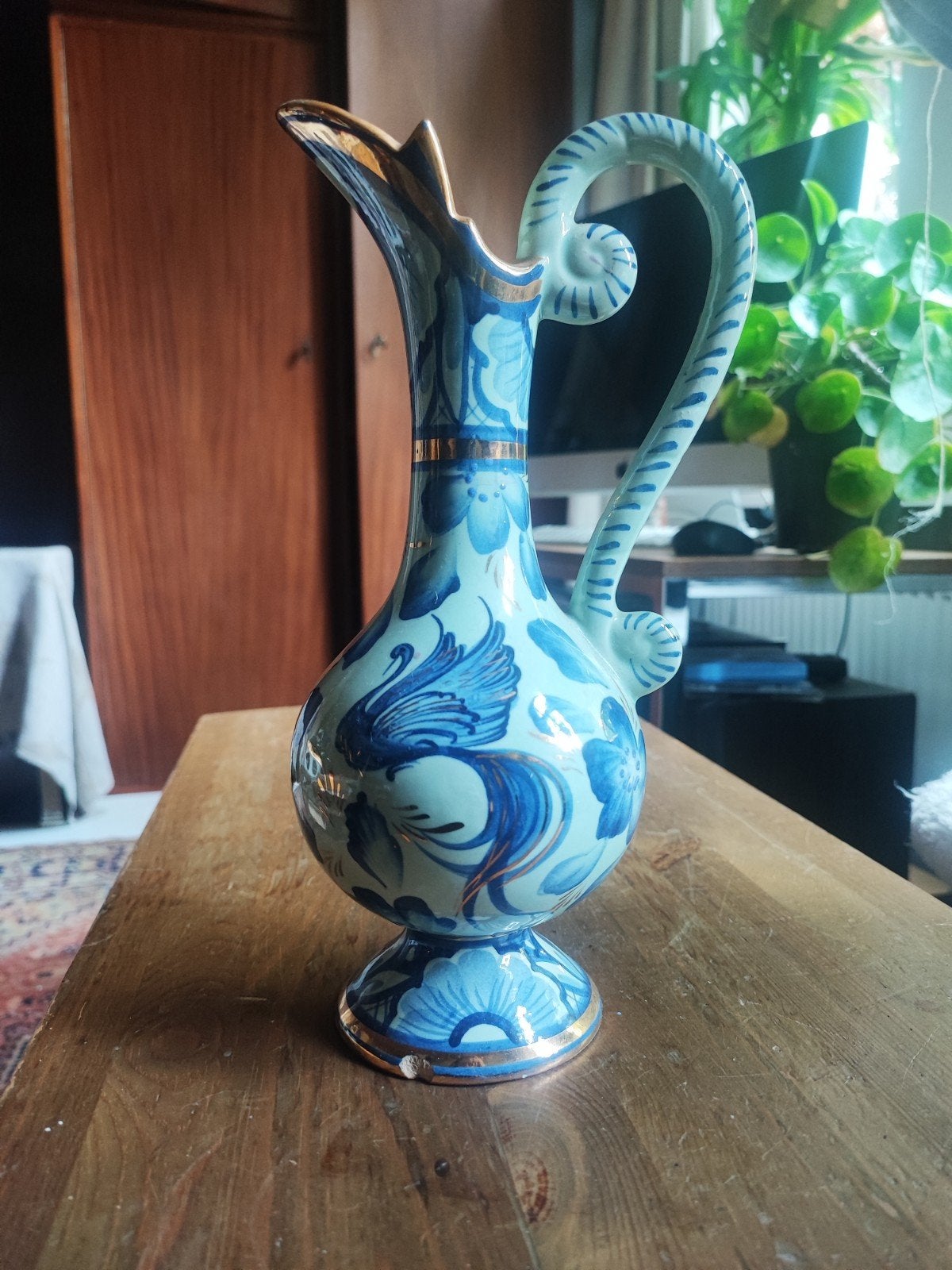 Vintage Hubert Bequet handgeschilderde vaas, Antiek en Kunst, Ophalen of Verzenden