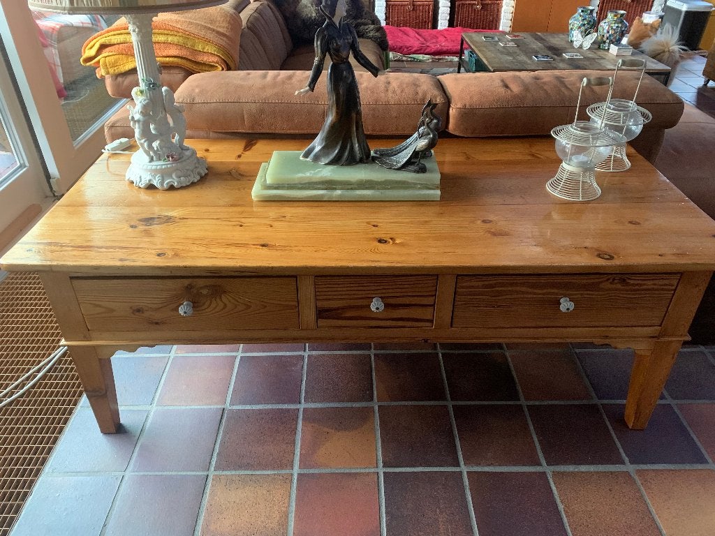 Rechthoekige salon- sidetable, Huis en Inrichting, Tafels | Sidetables, Ophalen, Zo goed als nieuw, 150 tot 200 cm, Grenenhout