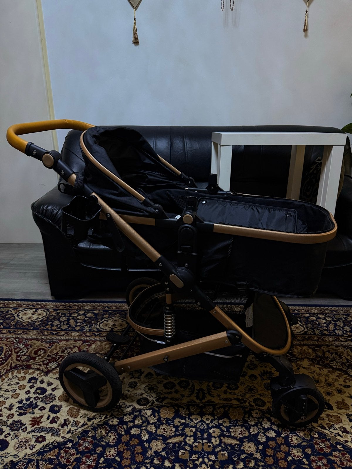Luxe Combiwagen Zwart/Goud - Zo goed als nieuw, Zo goed als nieuw, Combiwagen, Met reiswieg, Ophalen