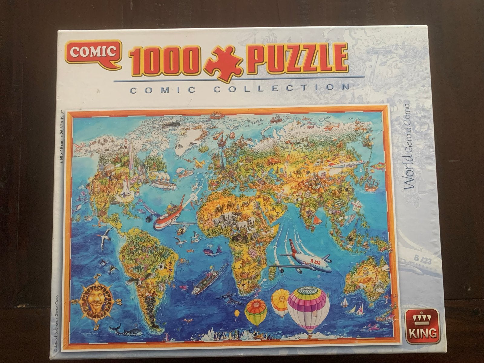 King Comic Collection Wereldkaart Legpuzzel 1000 stukjes, Ophalen of Verzenden, 500 t/m 1500 stukjes, Gebruikt, Legpuzzel