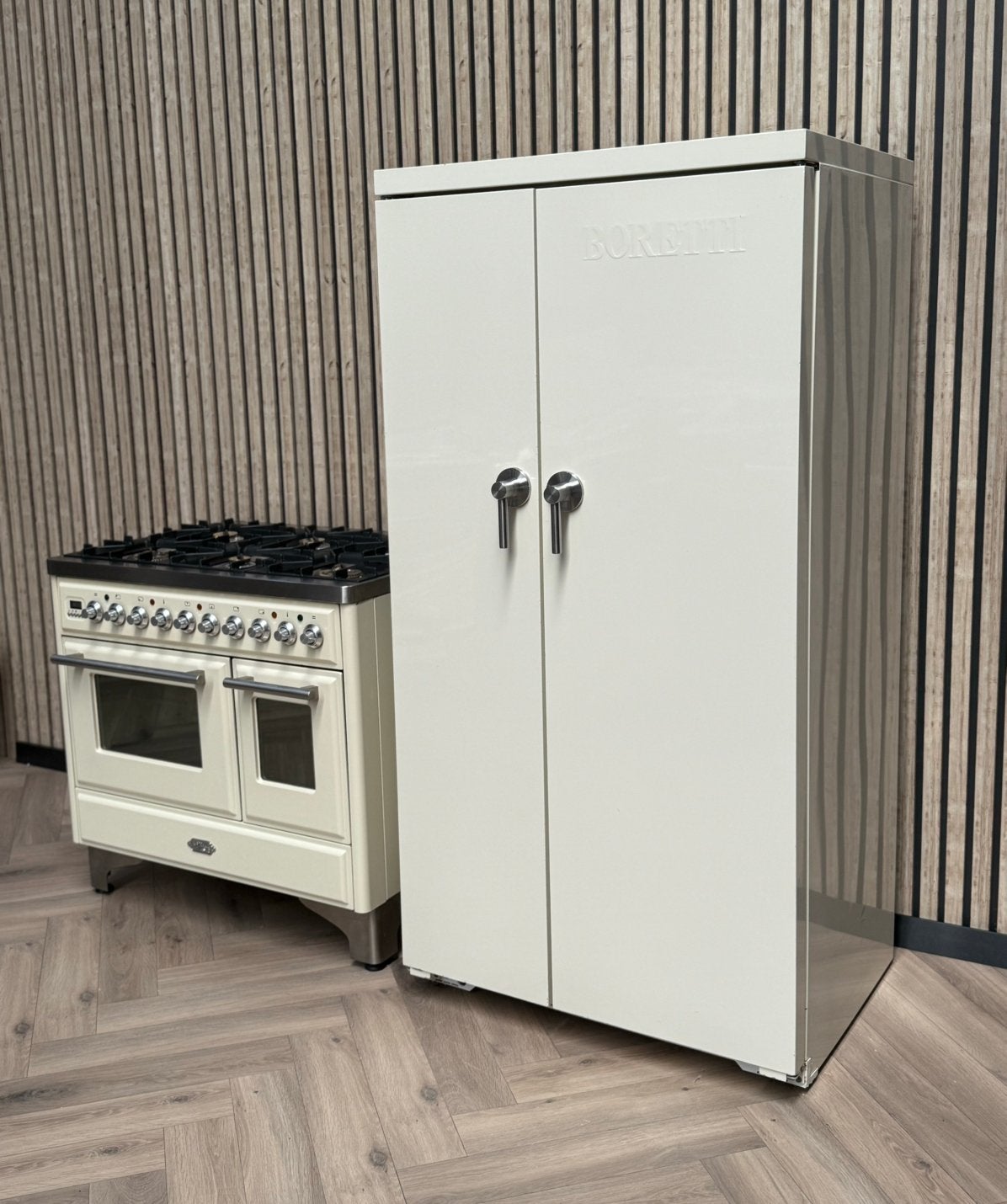 Prachtige Boretti Majestic 100cm Set Creme + Koelkast, Warmhoudplaat, 60 cm of meer, Ophalen of Verzenden, Gas