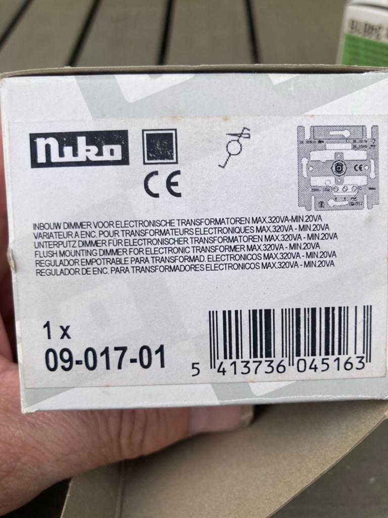 Niko Inbouw Dimmer voor Elektronische Transformatoren, Ophalen of Verzenden, Nieuw, Schakelaar