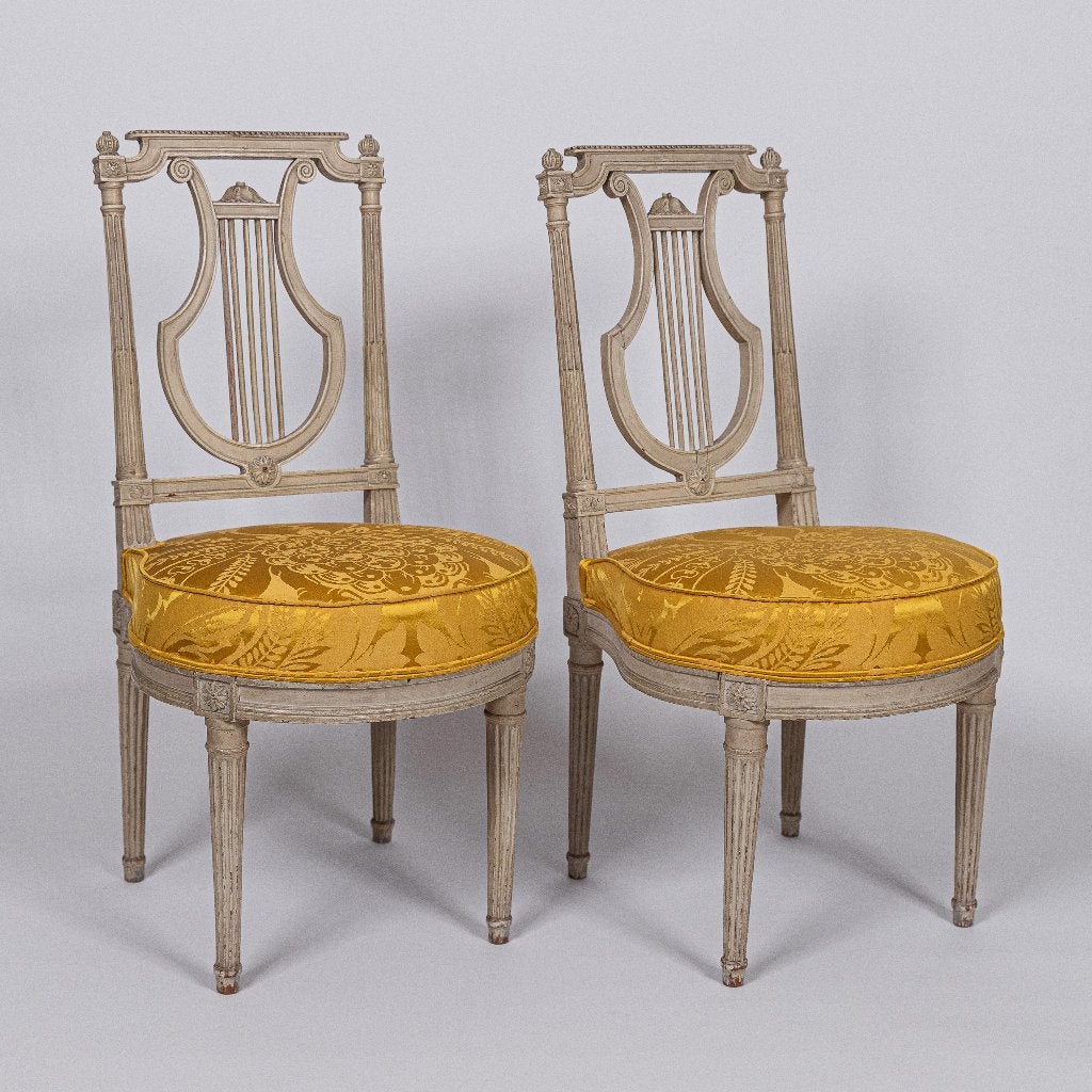 Set van 2 Louis Seize stoeltjes, 18e-eeuw, Ophalen