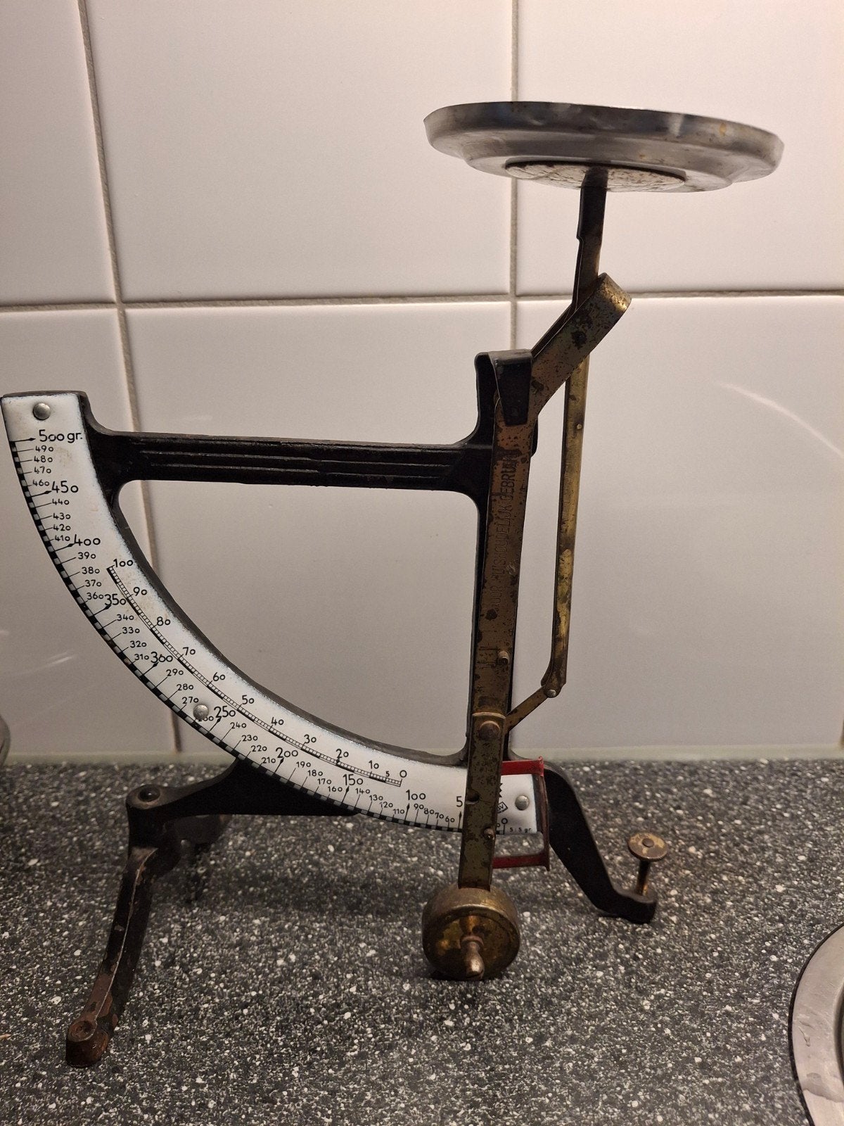 Antieke keukenweegschaal - 500 gram, Ophalen
