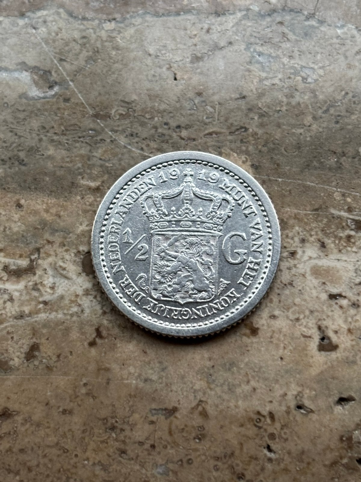 1/2 gulden 1919 Wilhelmina , zeer mooie kwaliteit, ½ gulden, Zilver, Ophalen of Verzenden, Koningin Wilhelmina