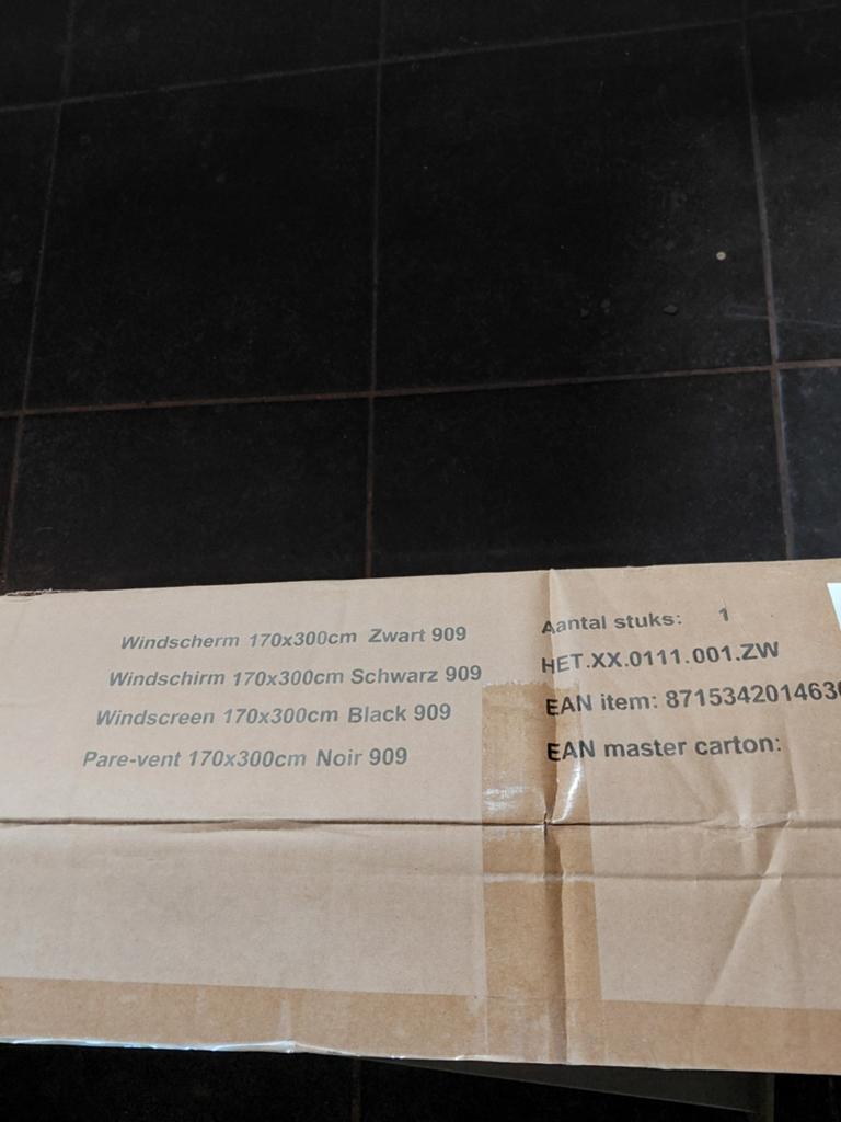 Nieuw windscherm 170x300cm zwart, nog in verpakking, Caravans en Kamperen, Ophalen, Nieuw