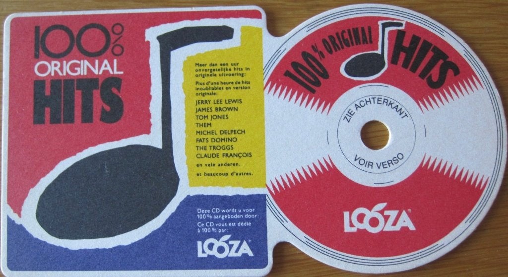bierviltje van Looza in de vorm van een single - 1991, Verzamelen, Ophalen of Verzenden, Zo goed als nieuw, Viltje(s), Overige merken