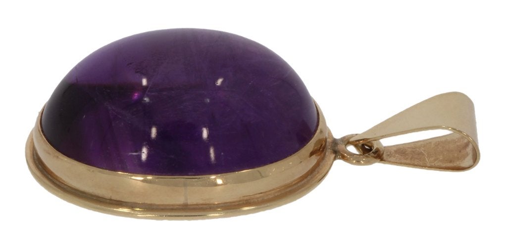 Grote amethist 14k gouden edelsteen ketting hanger fraai, Voordeelsieraden, Ophalen of Verzenden, Zo goed als nieuw, Met edelsteen