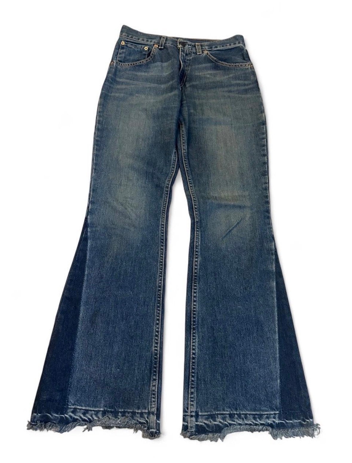 Vintage 2002 Levi's 525 Dames Y2K Colorblock Flare Jeans W28, Ophalen of Verzenden, Gedragen, Blauw, W28 - W29 (confectie 36)