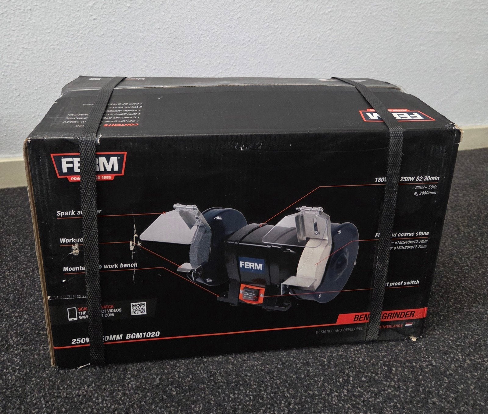 FERM Tafelslijpmachine NIEUW!, Ophalen, Nieuw, Minder dan 700 watt, Werkbankslijpmachine