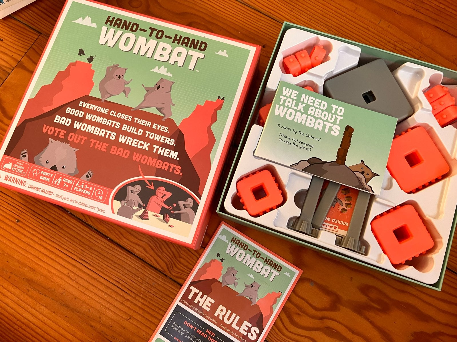 Hand-to-Hand Wombat: Party Game van Exploding Kittens, Drie of vier spelers, Ophalen of Verzenden, Zo goed als nieuw