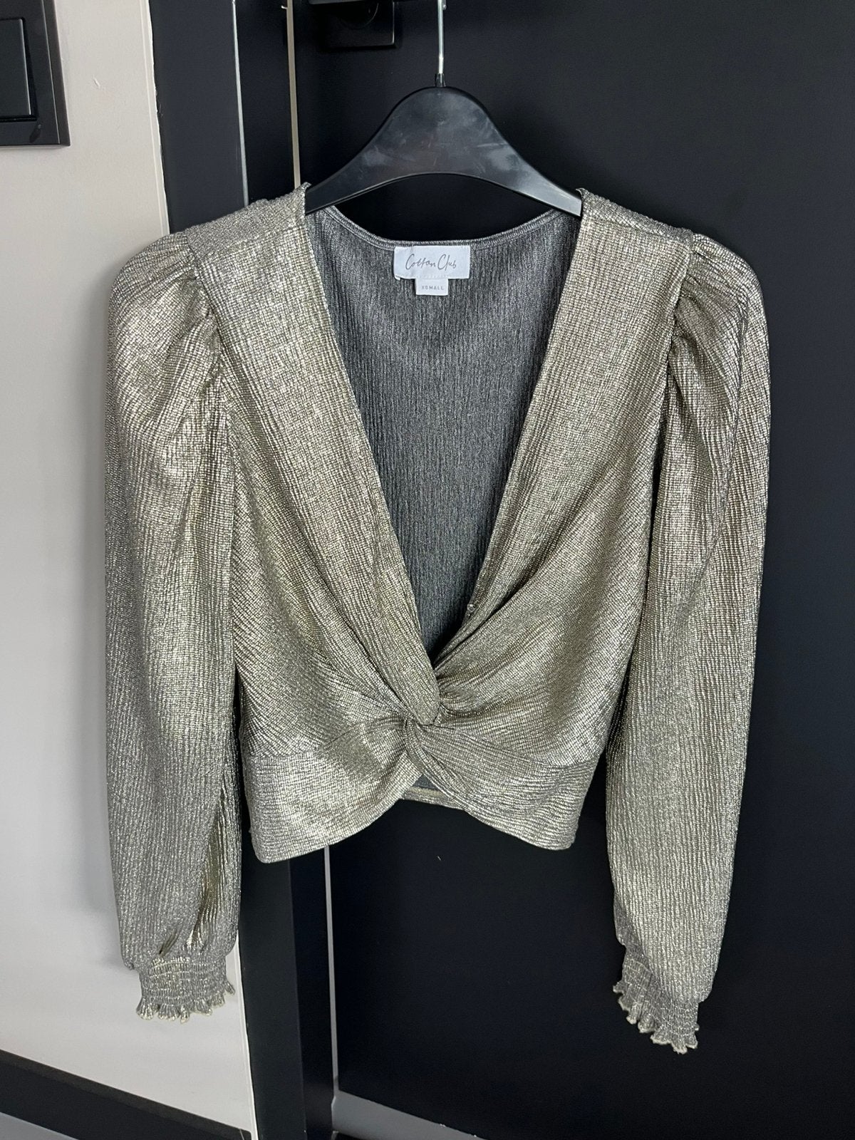 Cotton club top goud zilver XS, Ophalen of Verzenden, Zo goed als nieuw, Lange mouw, Maat 34 (XS) of kleiner