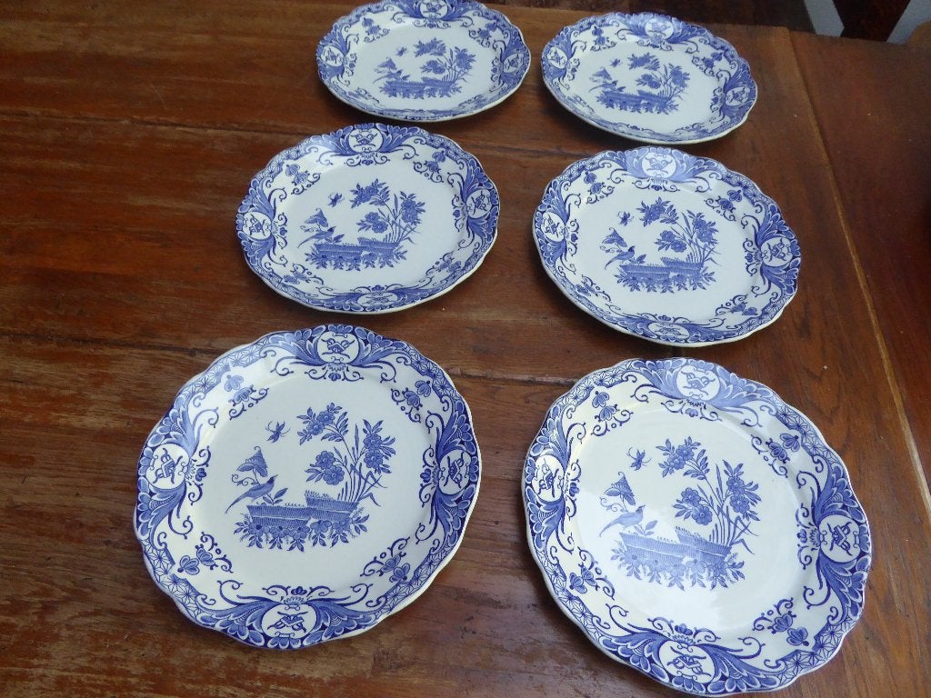 6 antieke dinerborden BFK Delft