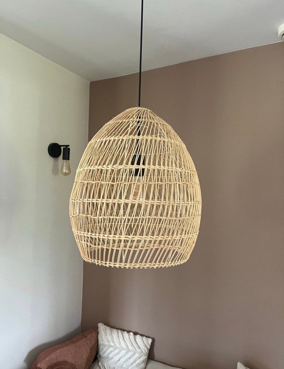 Mooie rotan hanglamp - zgan!, Ophalen, Zo goed als nieuw, Natuurlijk materiaal