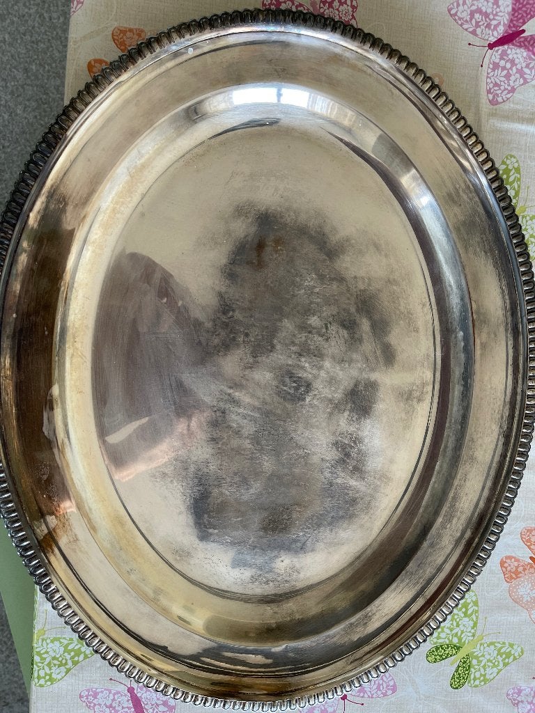 Grote ovale zilverkleurige serveerschaal/dienblad, Ophalen