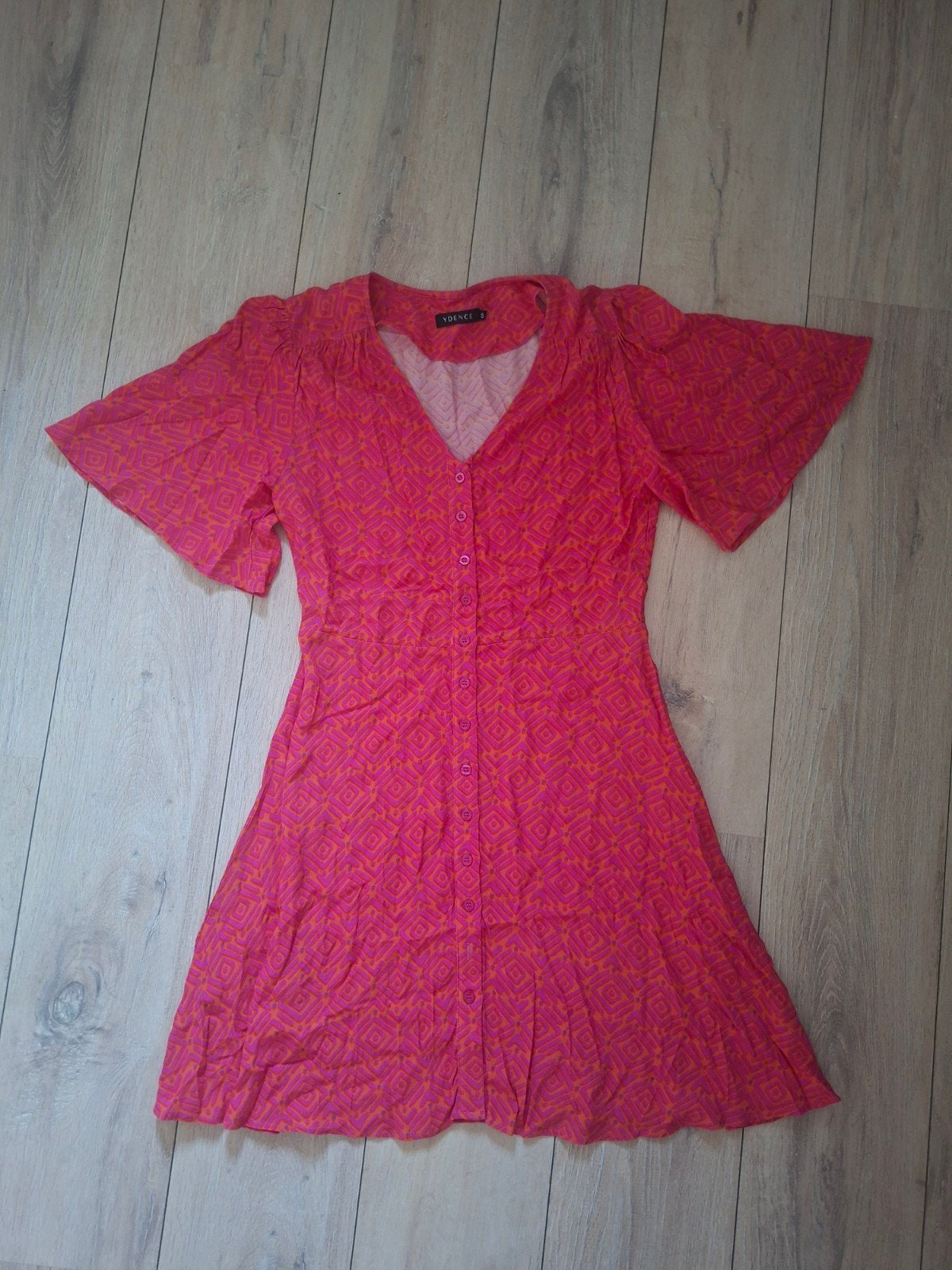 YDENCE roze/oranje jurk met patroon, maat S, YDENCE, Ophalen of Verzenden, Zo goed als nieuw, Roze