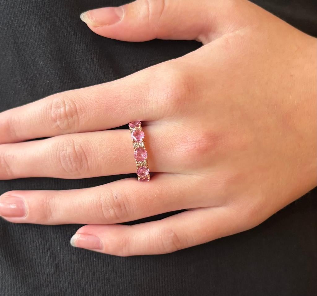 Diamanten robijn luxe 14k gouden dames ring alliance rij, Voordeelsieraden, Verzenden, Zo goed als nieuw, 17 tot 18