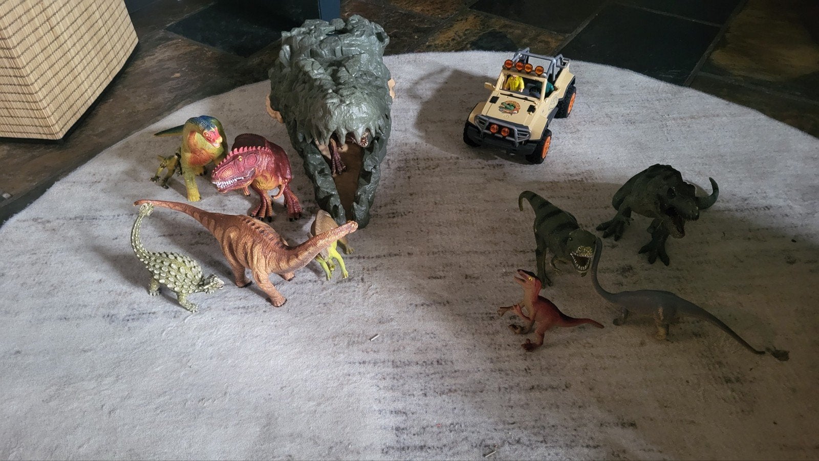 Dinosaurus speelgoed set met jeep, Ophalen of Verzenden, Gebruikt, Jongen of Meisje
