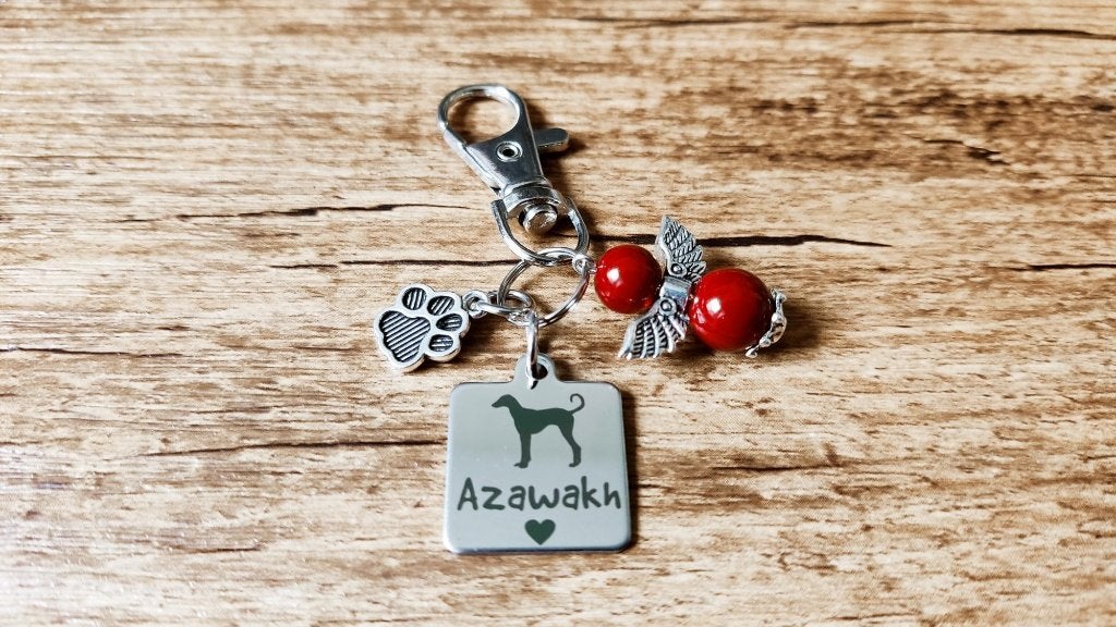 Tashanger Sleutelhanger Azawakh RVS met beschermengeltje, Verzenden, Nieuw, Overige kleuren, Handtas