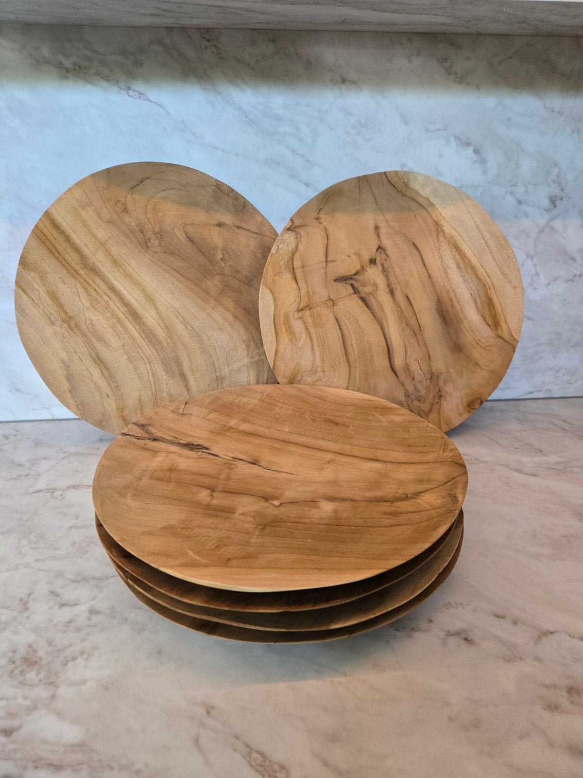 6 Acacia Houten Onderborden - 32 cm Diameter, Huis en Inrichting, Keuken | Servies, Landelijk/Boerenbont, Nieuw, Ophalen of Verzenden