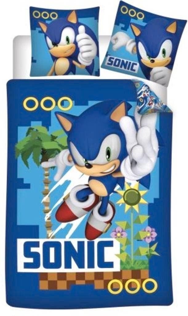 Sonic eenpersoons Dekbedovertrek 140 x 200 - Sega - Katoen, Kinderen en Baby's, Blauw, Nieuw, Ophalen of Verzenden, Nvt
