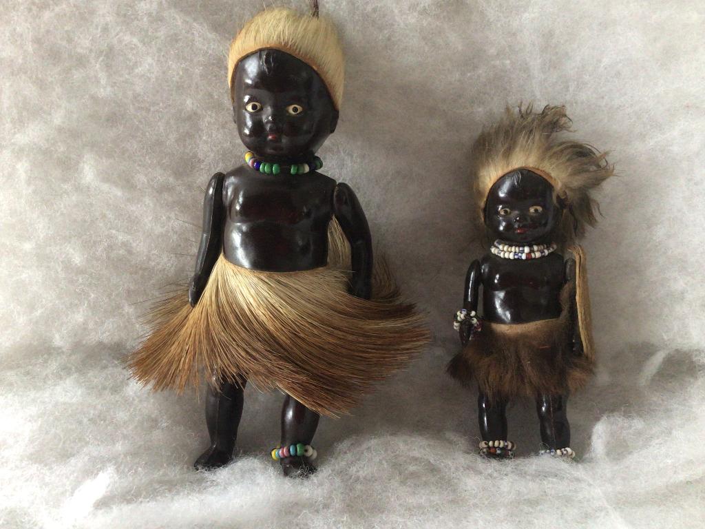 2 vintage Zulu popjes. Zuid-Afrika. P.M.I - J.H.B., Ophalen of Verzenden, Zo goed als nieuw, Pop