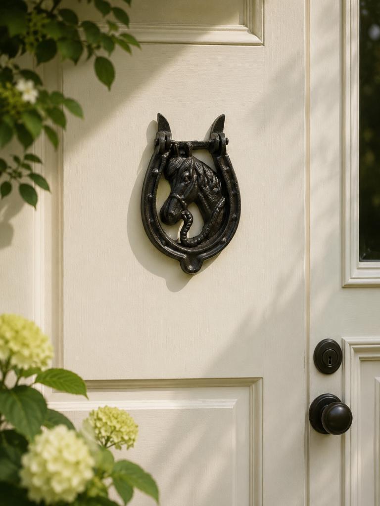 DEURKLOPPER / HOEFIJZER MET PAARDENHOOFD, Huis en tuin decoratie Marie, Nieuw, Info@huisentuindecoratiemarie.nl, Peize