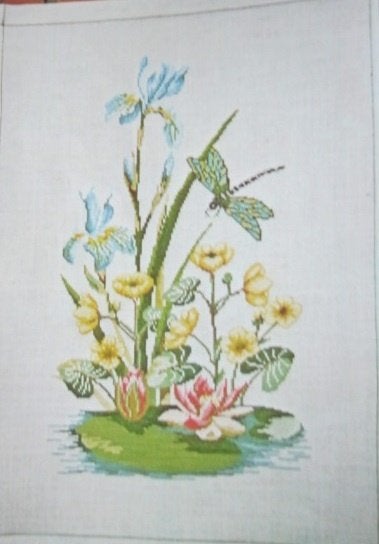 Borduurpatroon  Waterplanten en Libelle nr 3460 do, Verzenden, Nieuw, Handborduren, Patroon