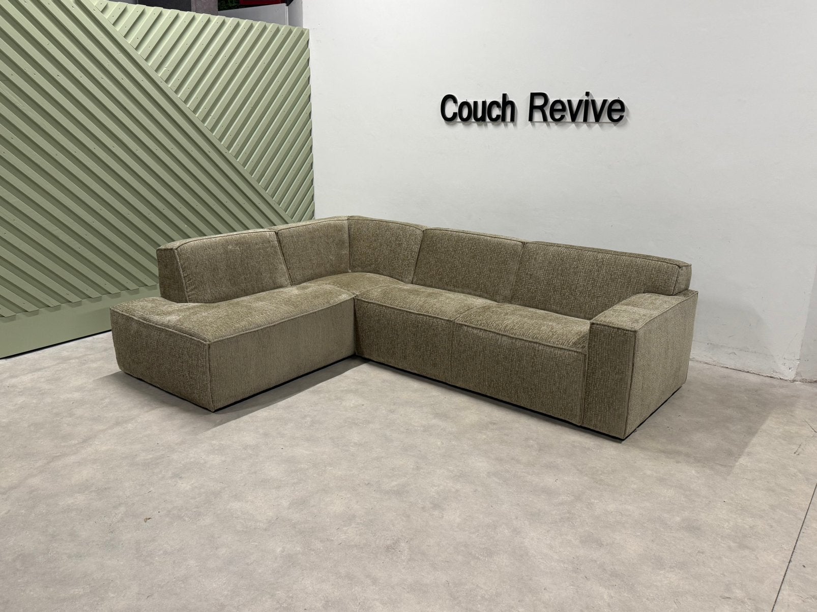NIEUWE groene hoekbank 270x200 cm | GRATIS LEVERING, Info@couchrevive.nl, -, Couch Revive, Ophalen of Verzenden