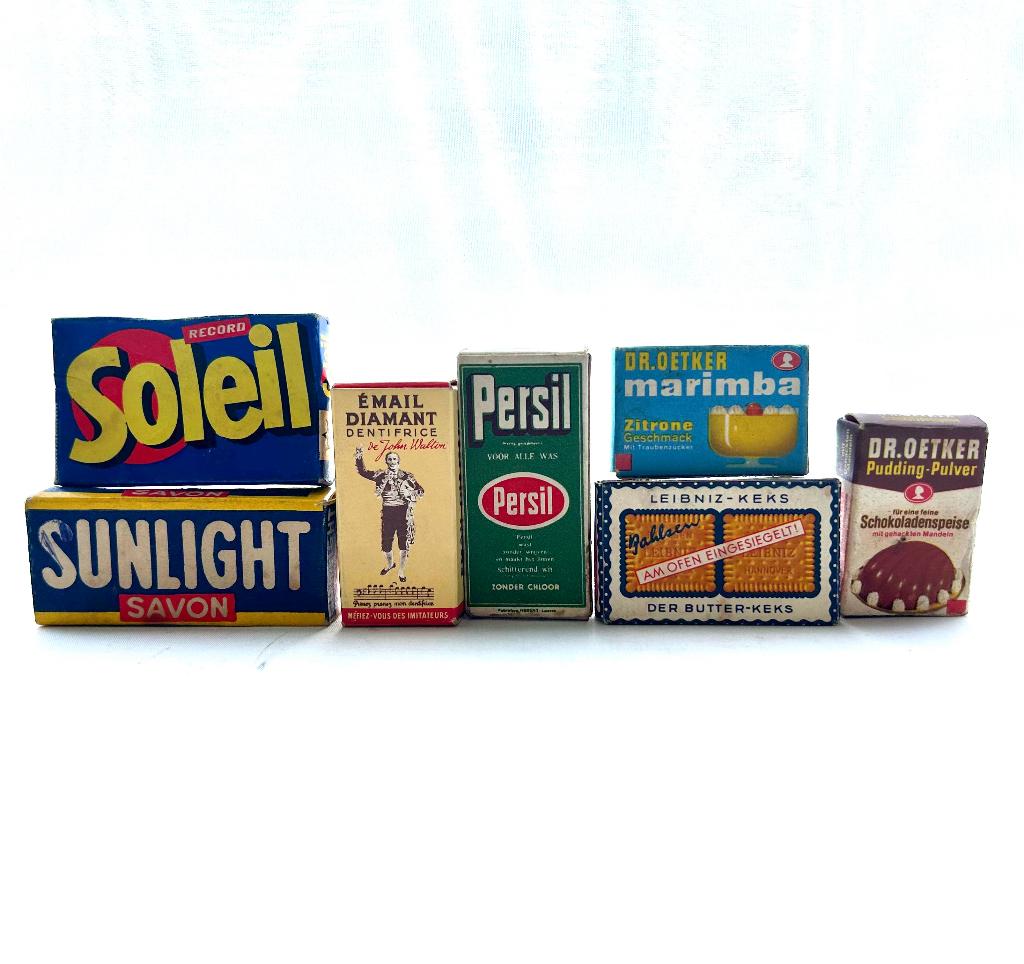 vintage mini merk verpakkingen, Ophalen of Verzenden, Gebruiksvoorwerp