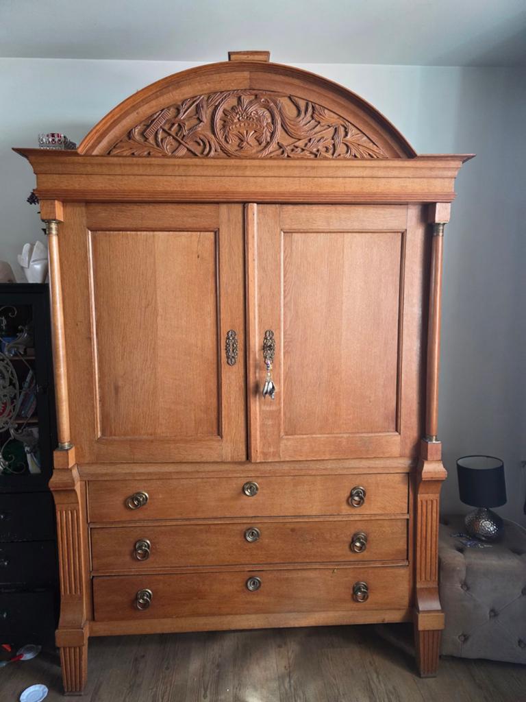 Massief eiken kast / kabinet - handgemaakt, ca. 1900, Ophalen