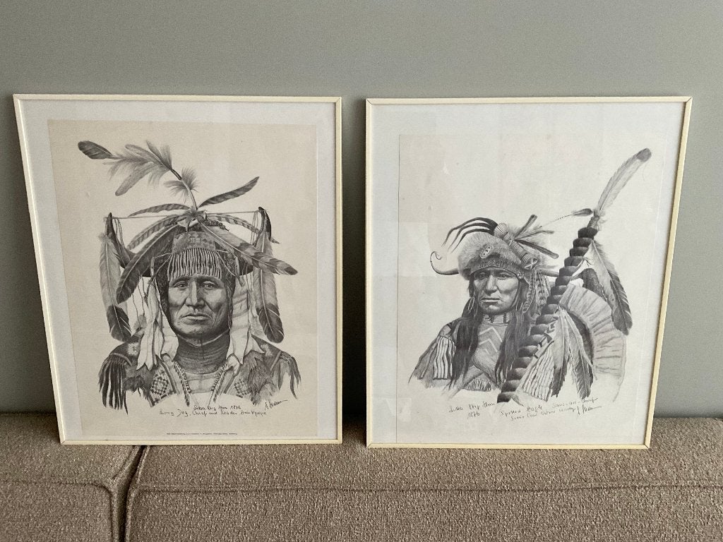 Poster, print, tekening Indianen Sioux, Crow , Custer 1876, Ophalen of Verzenden, Gebruikt, Minder dan 50 cm, Print