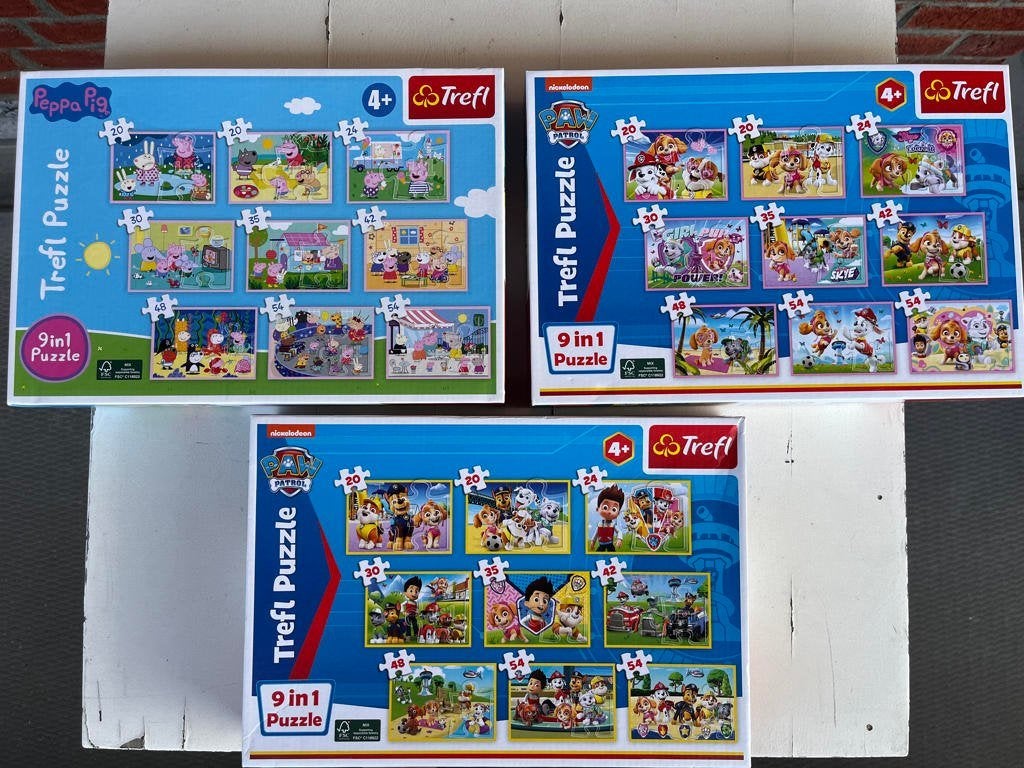 3 Trefl puzzles Pippa Pig Paw Patrol, Ophalen of Verzenden, 10 tot 50 stukjes, Zo goed als nieuw, 4 tot 6 jaar