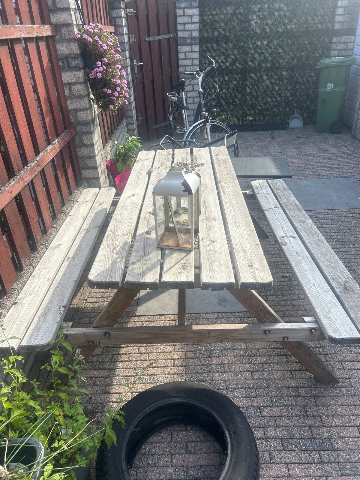 Houten picknicktafel voor buiten teab, Ophalen, Gebruikt, Rechthoekig, Hout