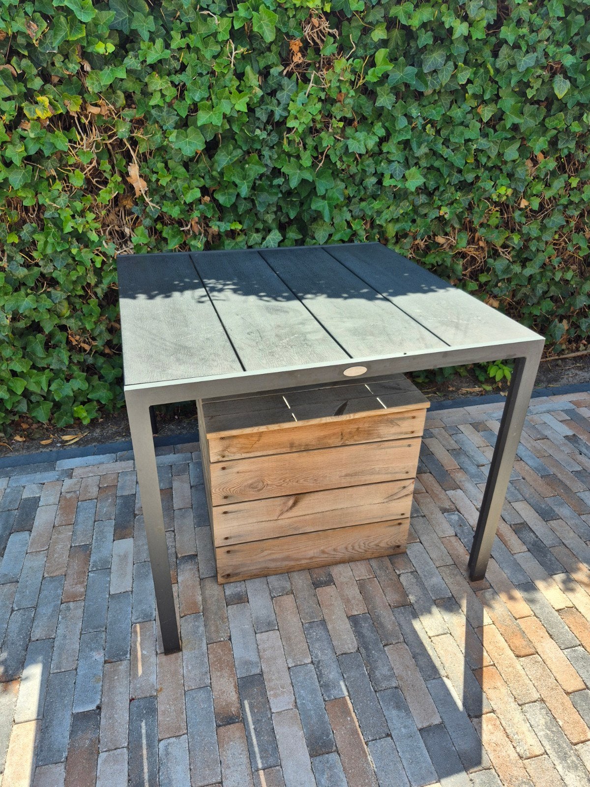 Tuintafel kunststof 90x90, Ophalen, Gebruikt