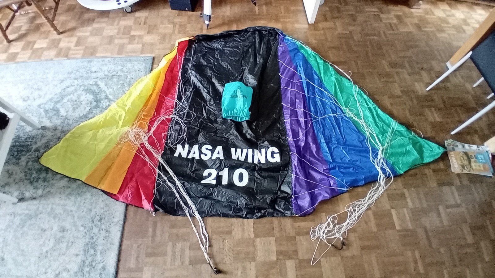 NASA Wing 210 Vlieger met lijnen en handvatten, Ophalen of Verzenden, Gebruikt, Vierlijns, Vlieger