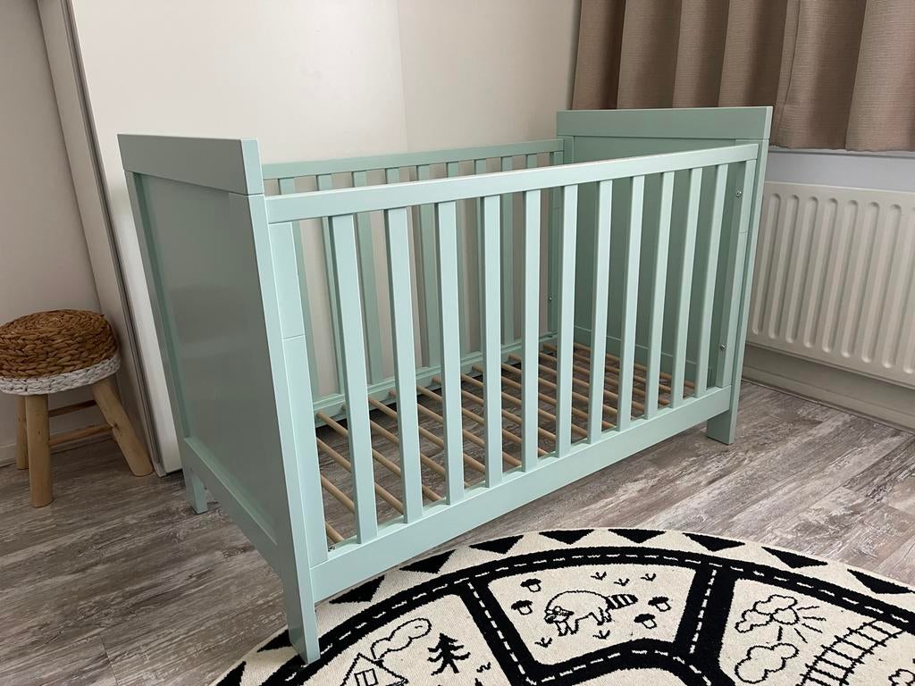 Bopita Ledikant met Aerosleep matras - Mintkleurig, Ophalen, Gebruikt, 70 tot 85 cm, 140 tot 160 cm
