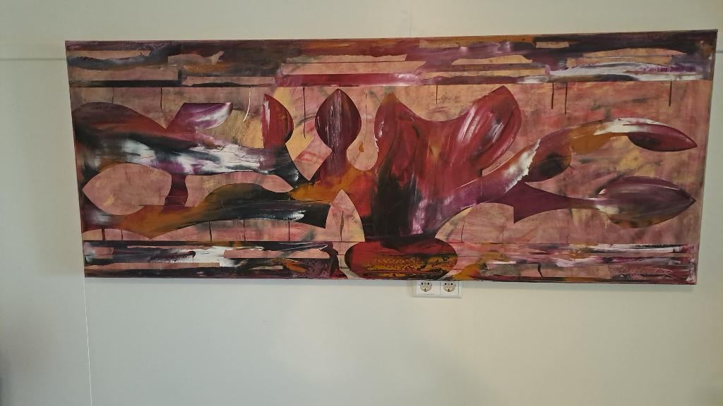 Schilderij, Huis en Inrichting, Woonaccessoires | Schilderijen, Tekeningen en Foto's, Ophalen, 50 tot 75 cm, 125 cm of meer, Zo goed als nieuw