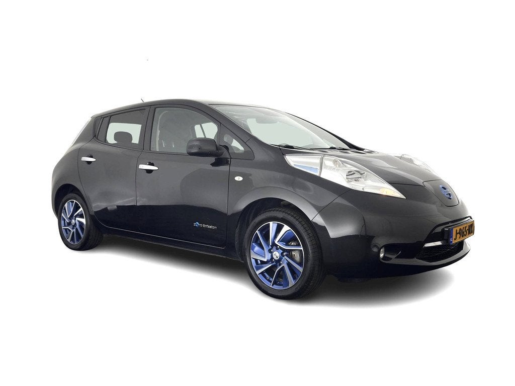 Nissan Leaf Tekna 24 kWh (Incl-Battery){Soh-75%} Aut. *HEATP, Auto's, Nissan, Gebruikt, Zwart, 1405 kg, Te koop