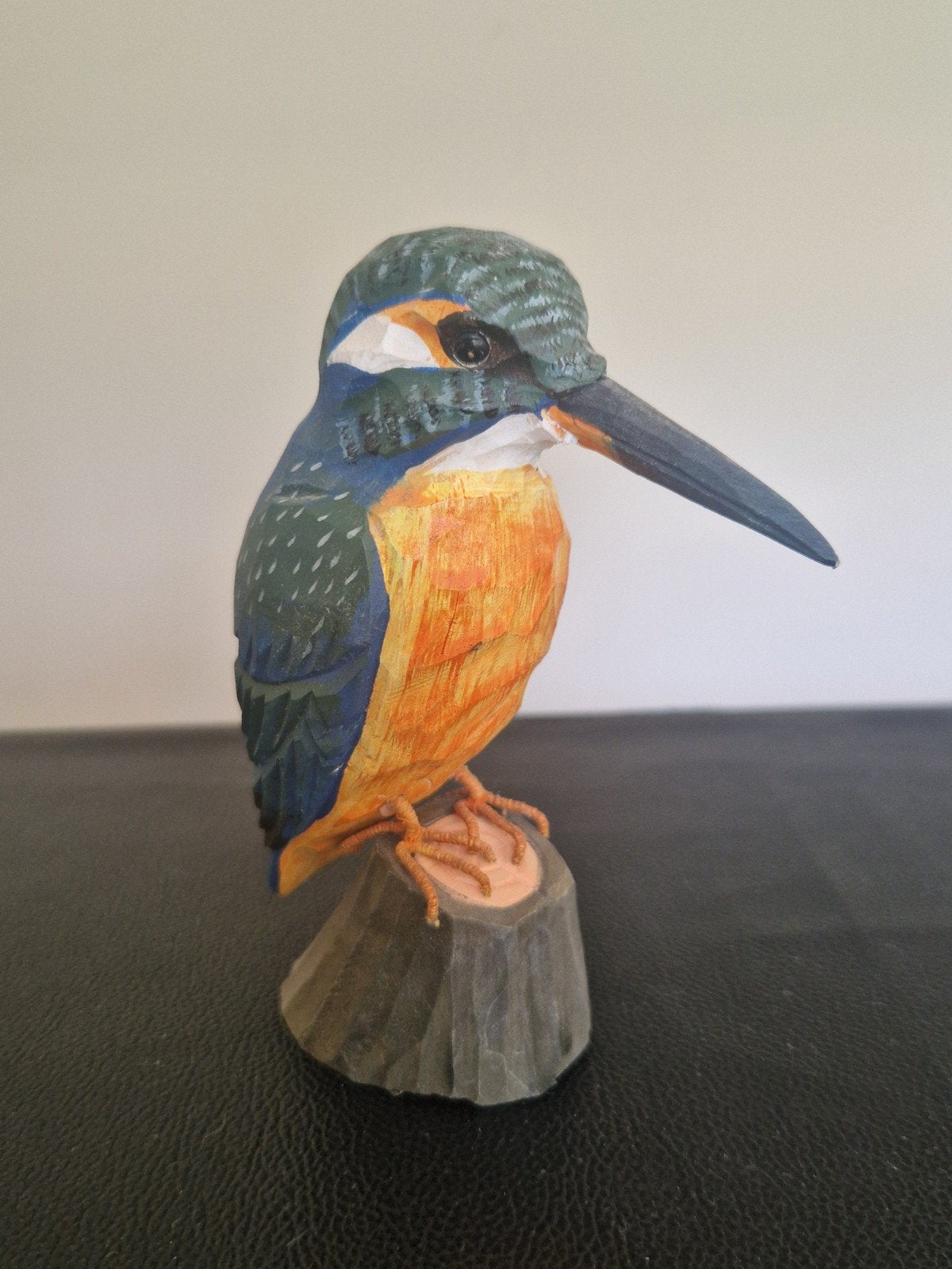 Handgesneden IJsvogel Beeldje - Wildlife Garden, Antiek en Kunst, Minder dan 20 cm, Handgemaakt, Ophalen of Verzenden, Beeld