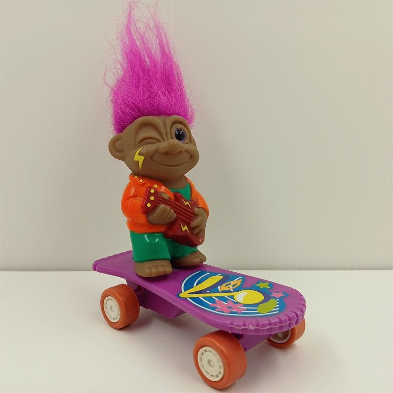 Good Luck Trolls Pull-N-Go Skateboard Rock Star Troll 1990s, Ophalen of Verzenden, Zo goed als nieuw
