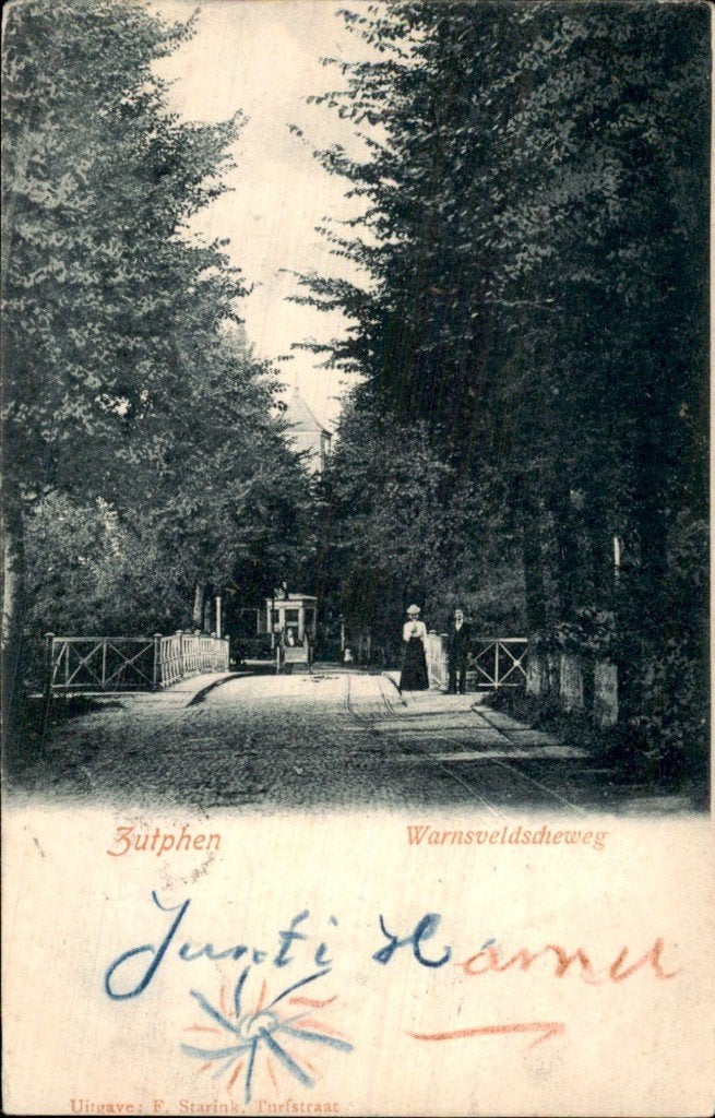 Zutphen - Warnsveldseweg - Tram op brug, Ophalen of Verzenden, Voor 1920, Gelopen, Gelderland