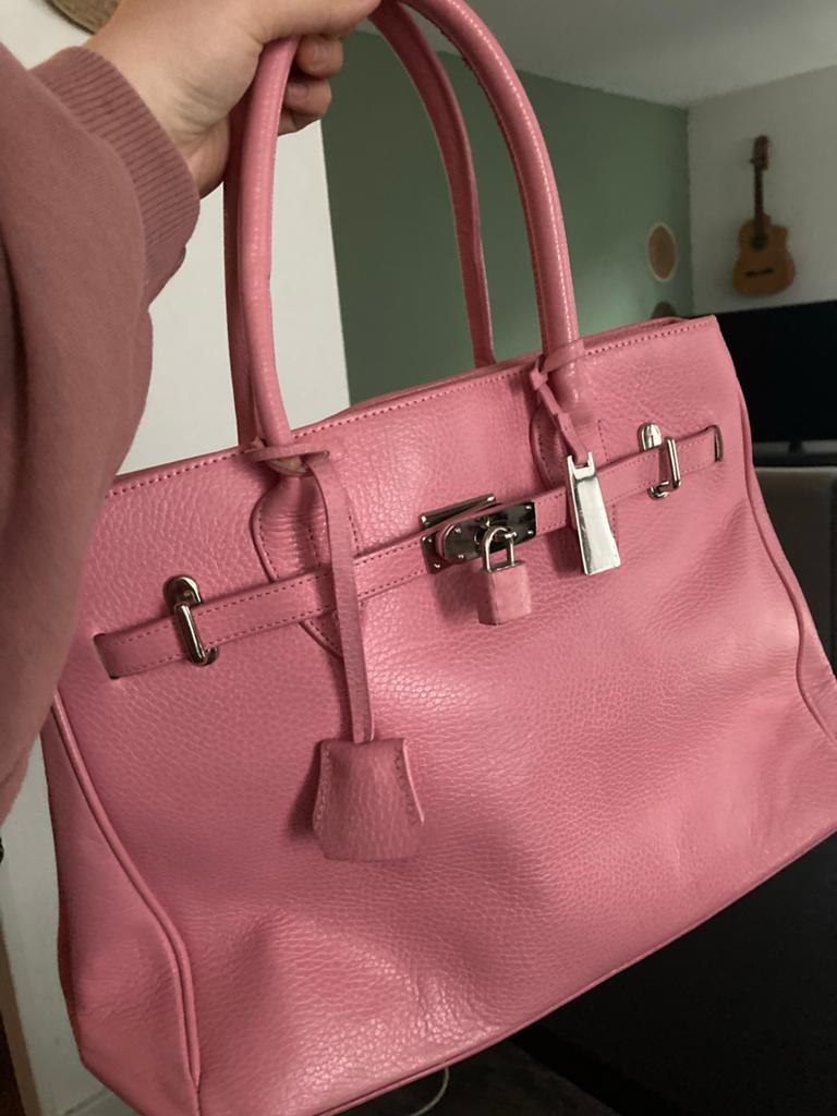 Jasper Conran Echt Leren Handtas - Roze, Ophalen of Verzenden, Gebruikt, Roze, Handtas