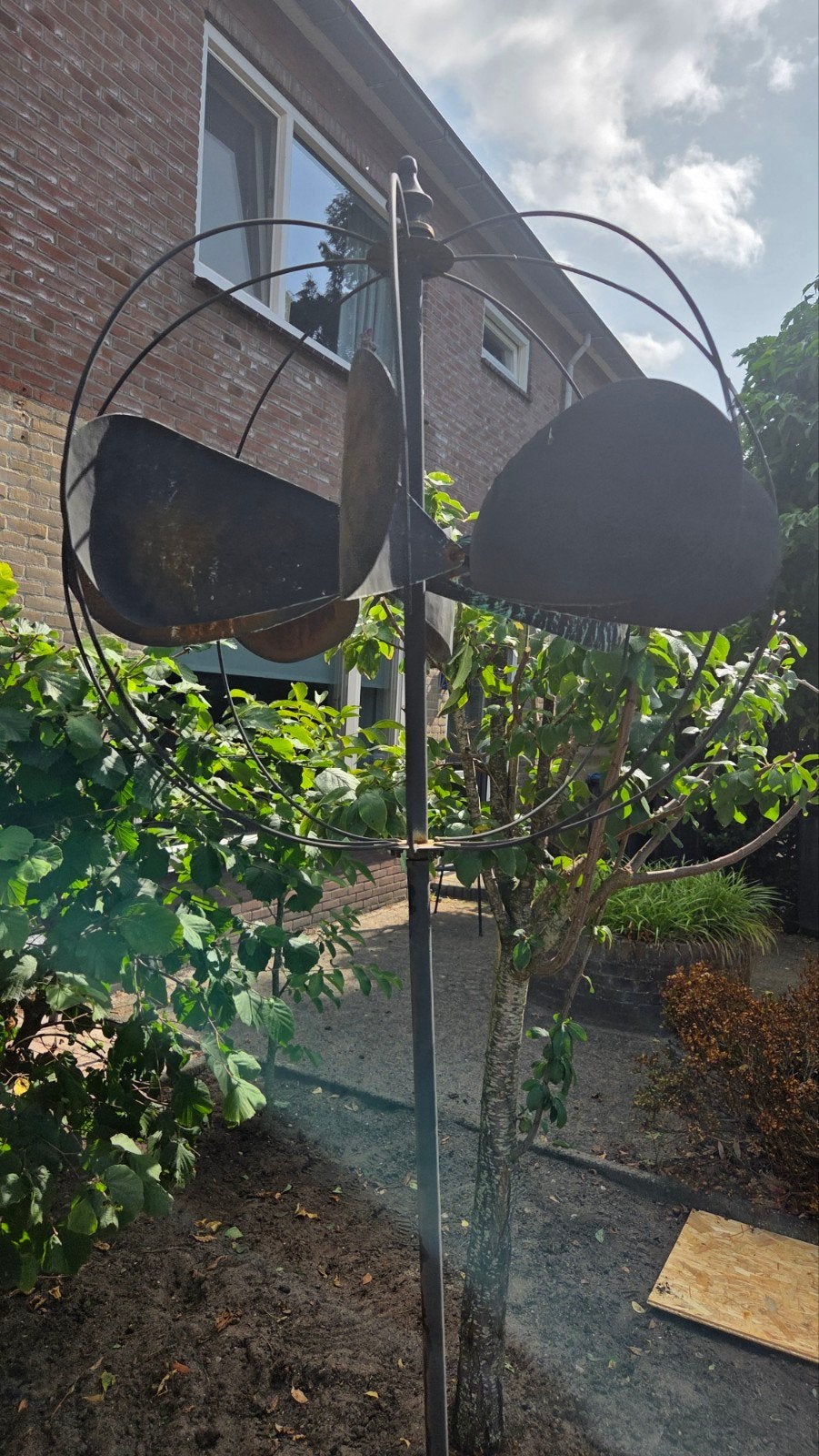 Grote metalen tuindecoratie windspinner, Ophalen, Gebruikt, Metaal, Abstract beeld