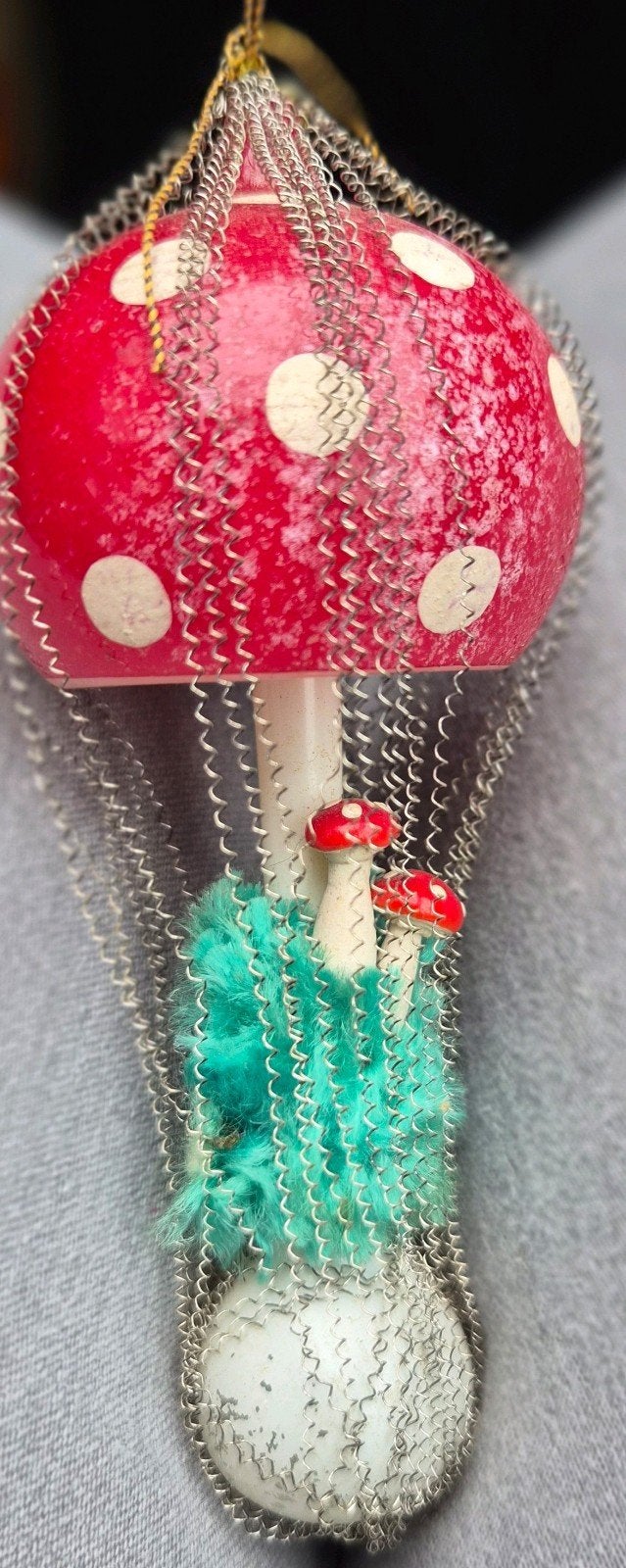 heel oude antieke kerstbal ornament paddestoel, Ophalen of Verzenden